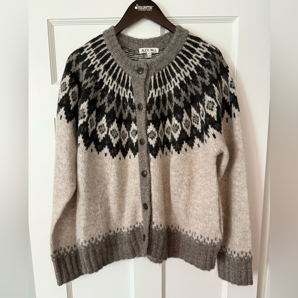 NWOT Alex Mill fair Isle Cardigan XL